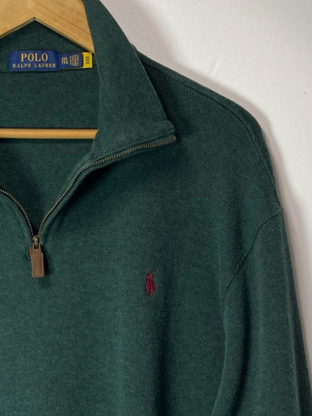 Polo Ralph Lauren Half-Zip French Rib Sweater Forest Green XXL Men’s Pullover - Picture 8 of 12